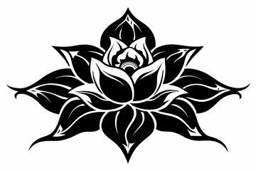 flower tattoo design line art silhouette vector illustration