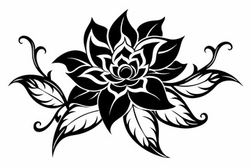flower tattoo design line art silhouette vector illustration