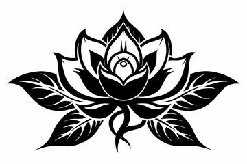 flower tattoo design line art silhouette vector illustration