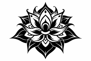 flower tattoo design line art silhouette vector illustration