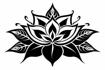 flower tattoo design line art silhouette vector illustration