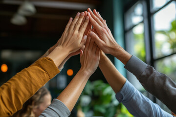 Project Team Celebrating Achievement with High Five