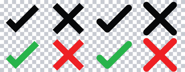 Obraz premium tick and cross icon. vector tick and cross icons.