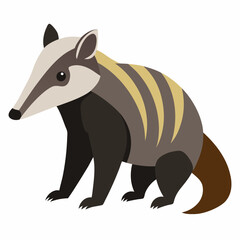 Fototapeta premium Cute Cartoon Collared Peccary: A simple and charming cartoon illustration of a Collared Peccary sitting on a white background. Its stripes and snout are the most notable features.