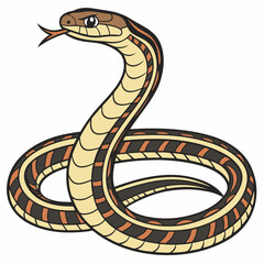 Fototapeta premium Serpentine Grace: A vibrant cartoon illustration of a snake, showcasing its sleek body, expressive eyes, and a forked tongue. Depicting the silent world of reptiles, capturing its unique allure.