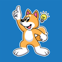 Cute shiba inu have idea cartoon. Animal vector icon illustration 