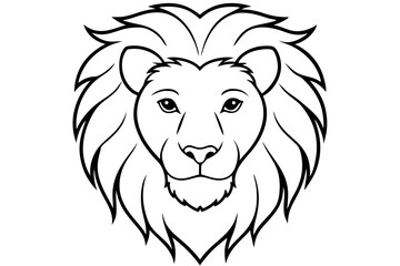 lion head line art silhouette vector illustration