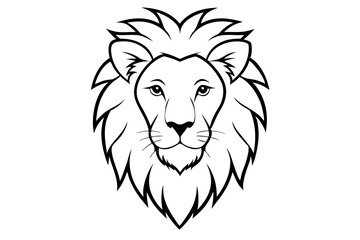 Fototapeta premium lion head line art silhouette vector illustration