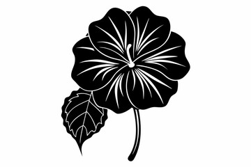 Fototapeta premium nasturtium flower line art silhouette vector illustration