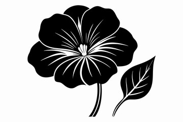 nasturtium flower line art silhouette vector illustration