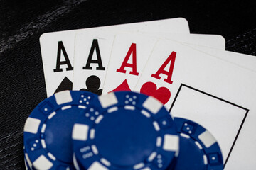 Obraz premium Casino chips and cards on the table. Gambling concept