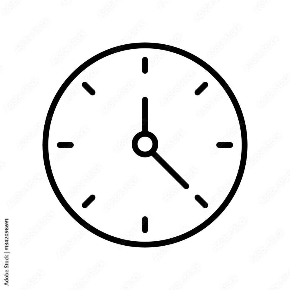 Poster analog clock time symbol flat stroke icon for apps and websites