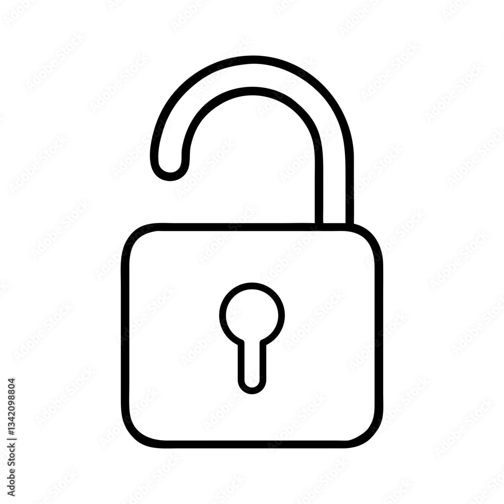 Poster unlocked padlock access symbol flat stroke icon for apps and websites