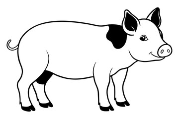pig line art silhouette vector illustration