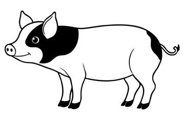 pig line art silhouette vector illustration