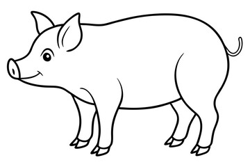 pig line art silhouette vector illustration