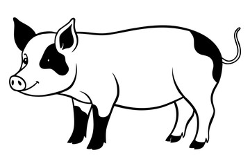 pig line art silhouette vector illustration