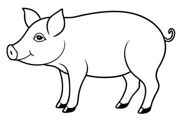pig line art silhouette vector illustration