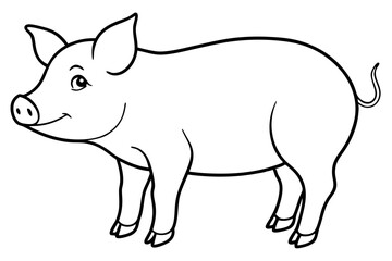 pig line art silhouette vector illustration