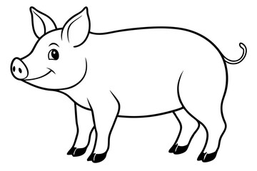 pig line art silhouette vector illustration