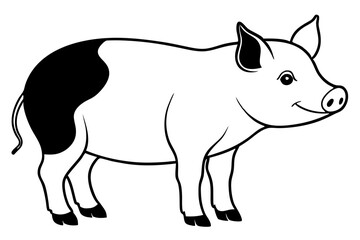 pig line art silhouette vector illustration
