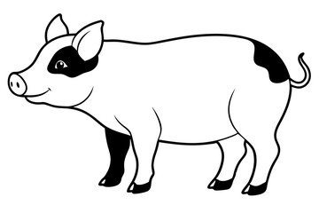 pig line art silhouette vector illustration