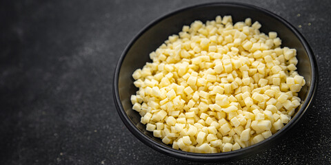 mozzarella cheese for pizza grated cheese fine fresh tasty food dish delicious gourmet food background on the table rustic food top view copy space