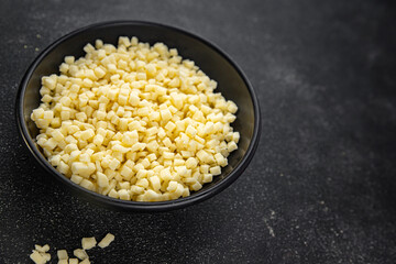 mozzarella cheese for pizza grated cheese fine fresh tasty food dish delicious gourmet food background on the table rustic food top view copy space