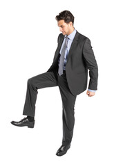 Businessman desperately fights for place in difficult economic sphere