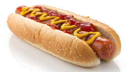 hot dog with mustard and ketchup