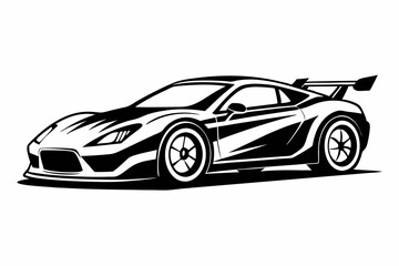 Naklejka premium racing car line art silhouette vector illustration
