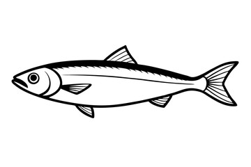 sardine line art silhouette vector illustration
