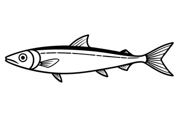 sardine line art silhouette vector illustration