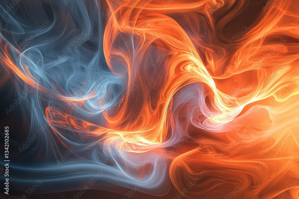 Aufkleber a captivating abstract artwork featuring swirling streams of fiery orange and cool blue, creating a 