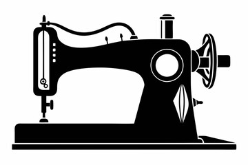 sewing machine line art silhouette vector illustration