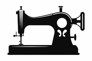 sewing machine line art silhouette vector illustration