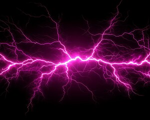 Intense pink lightning bolts illuminating against a dark background