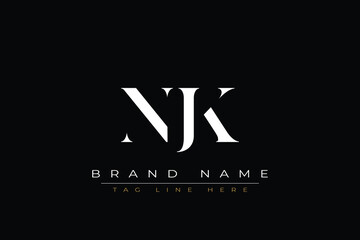 NJK abstract letter logo design. This logo is designed by three abstract letters