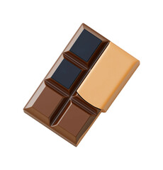 Delicious chocolate bar with wrapper partially removed PNG on Transparent Background