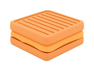 Simple grilled cheese sandwich with orange cheese between two square slices PNG on Transparent Background