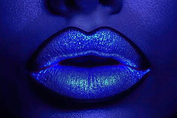 A captivating image of a beautiful model in neon UV light, featuring bold, fluorescent makeup with a psychedelic twist. The art design highlights her as a female disco dancer, adorned with colorful