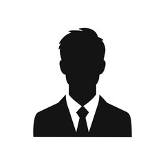 Generic male business profile icon on a white background