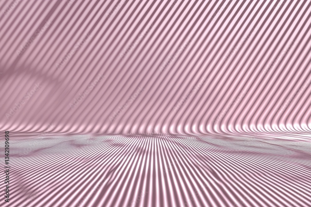 Poster an elegant pink striped pattern with a curving floor and wall, creating a soft and stylish backgroun
