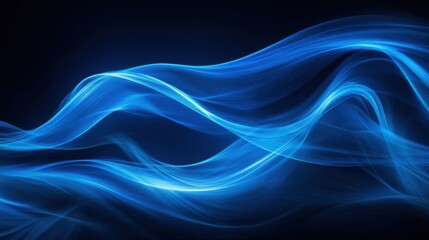 Fototapeta premium Bright blue light beams illuminate a dark space, forming a vivid and abstract display of movement and energy