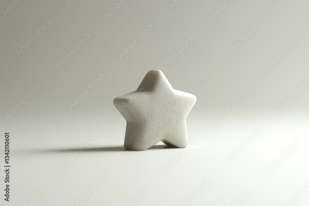 Poster a softly lit white stone star stands prominently on a plain surface, creating a simple, elegant, and