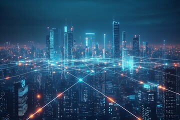 Neon Holographic Data Streams and AI-Powered Urban Network