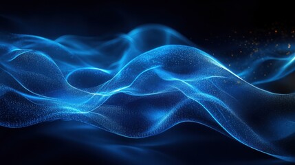 Fototapeta premium Bright blue light beams illuminate a dark space, forming a vivid and abstract display of movement and energy