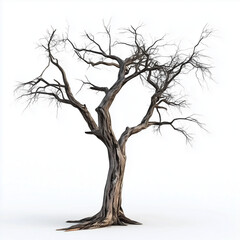 dead tree isolated on blank white background