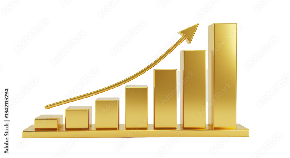 Poster isolated bar graph with rising arrow