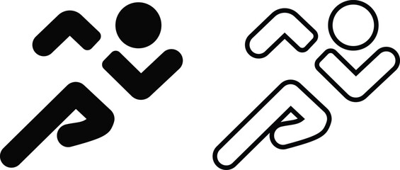 Running sport man icon in flat line set. isolated on transparent background